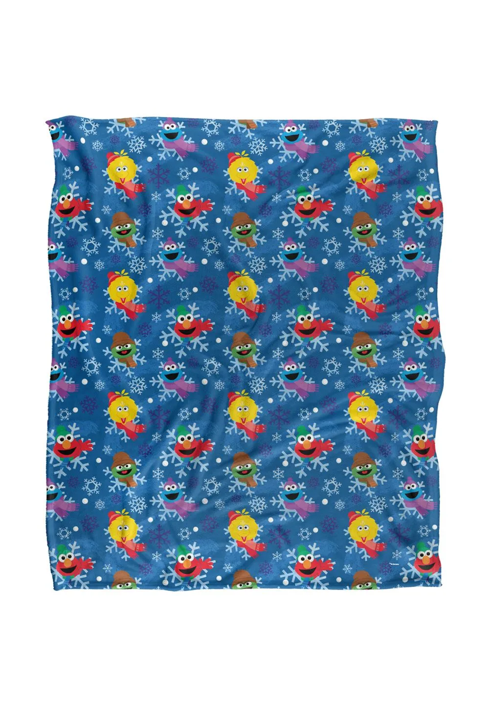 Sesame Street Character Snowflake Pattern Silky Touch Super Soft Throw Blanket 152 X 127 cm in White