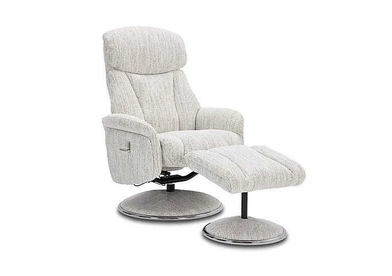 Elm Fabric Swivel Recliner Chair and Footstool