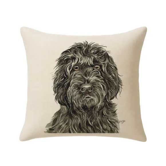 Christine Varley Black Cockapoo Square Cushion 3