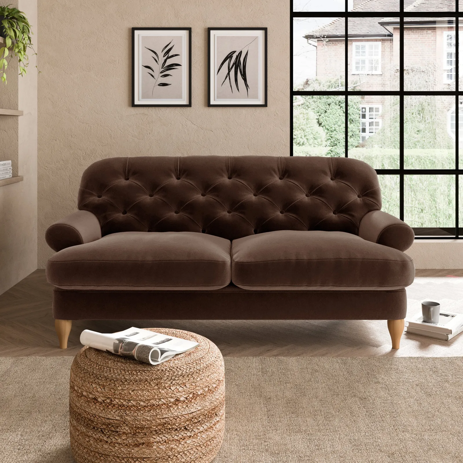 Canterbury Luxury Velvet 2 Seater Sofa Luxury Velvet Pinecone