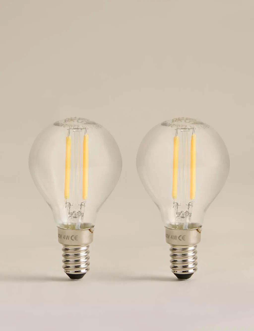 M&S 2 Pack 4W E27 Golf Ball LED Light Bulbs Clear