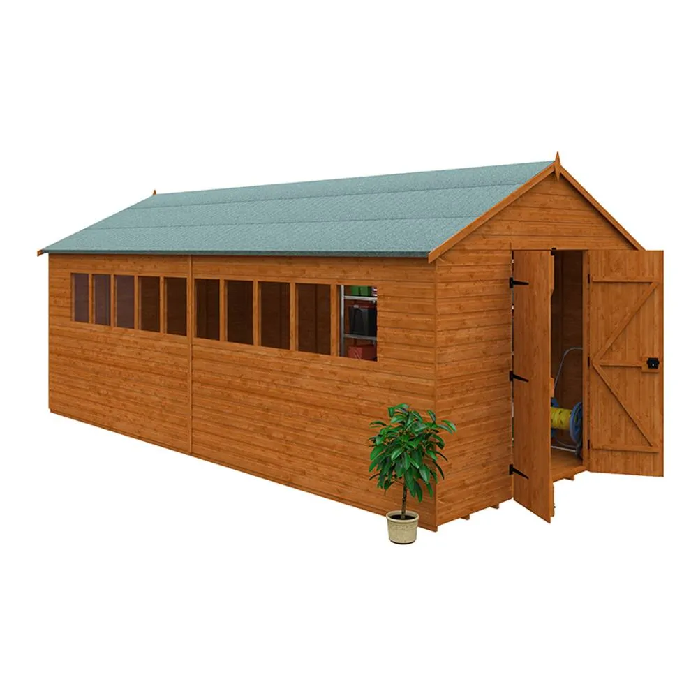 Buttercup Farm 20 x 10 Feet Xl Workshop 12mm Shed - L595 x W295 x H268.5 cm in Burnt Orange 2