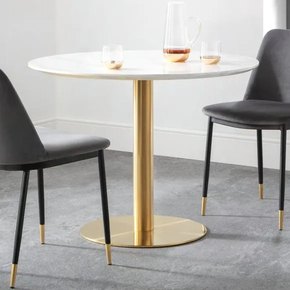 Palermo 4 Seater Round Pedestal Dining Table, White