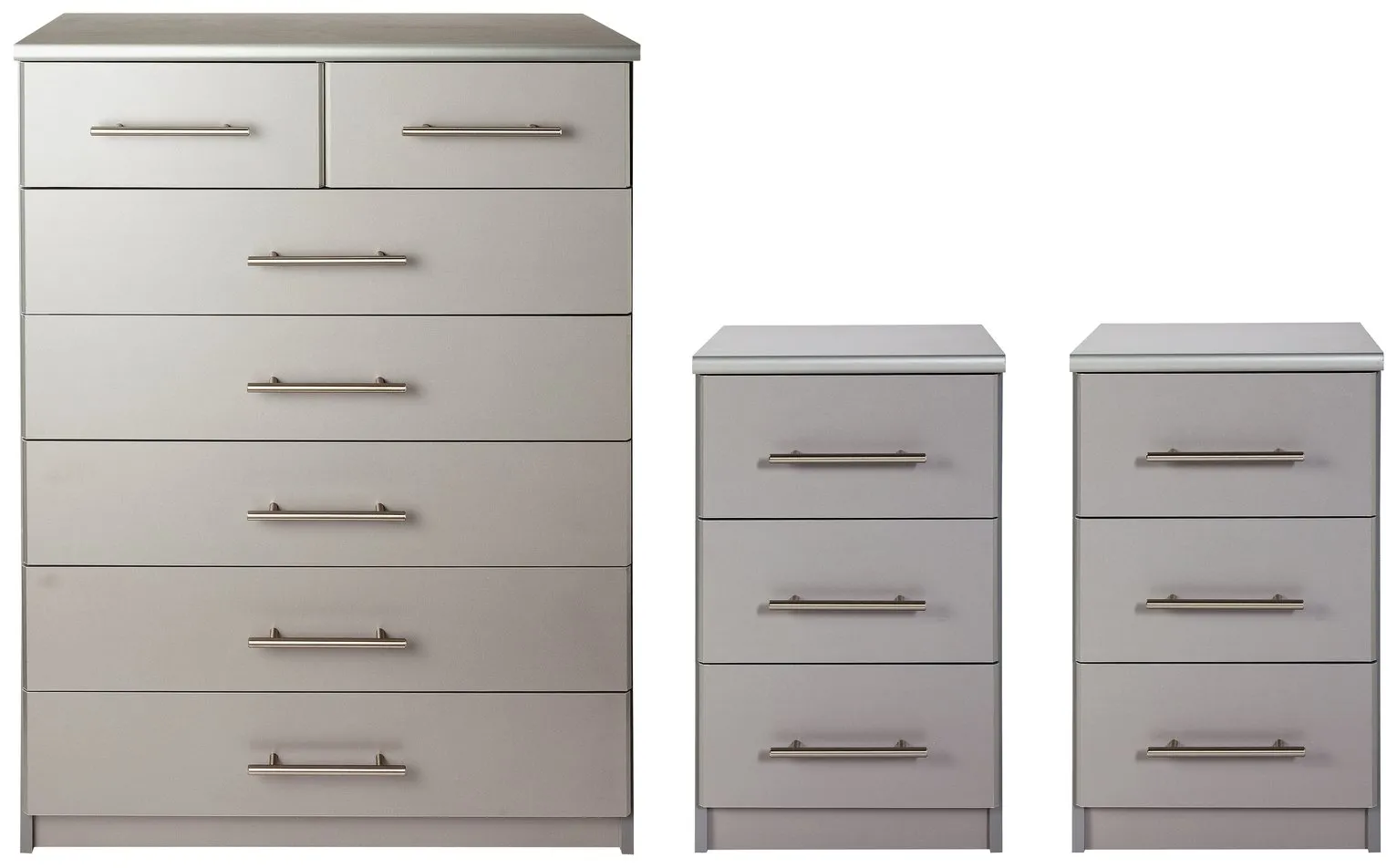 Argos Home Normandy 2 Bedsides & 5+2 Drawer Chest Set - Grey