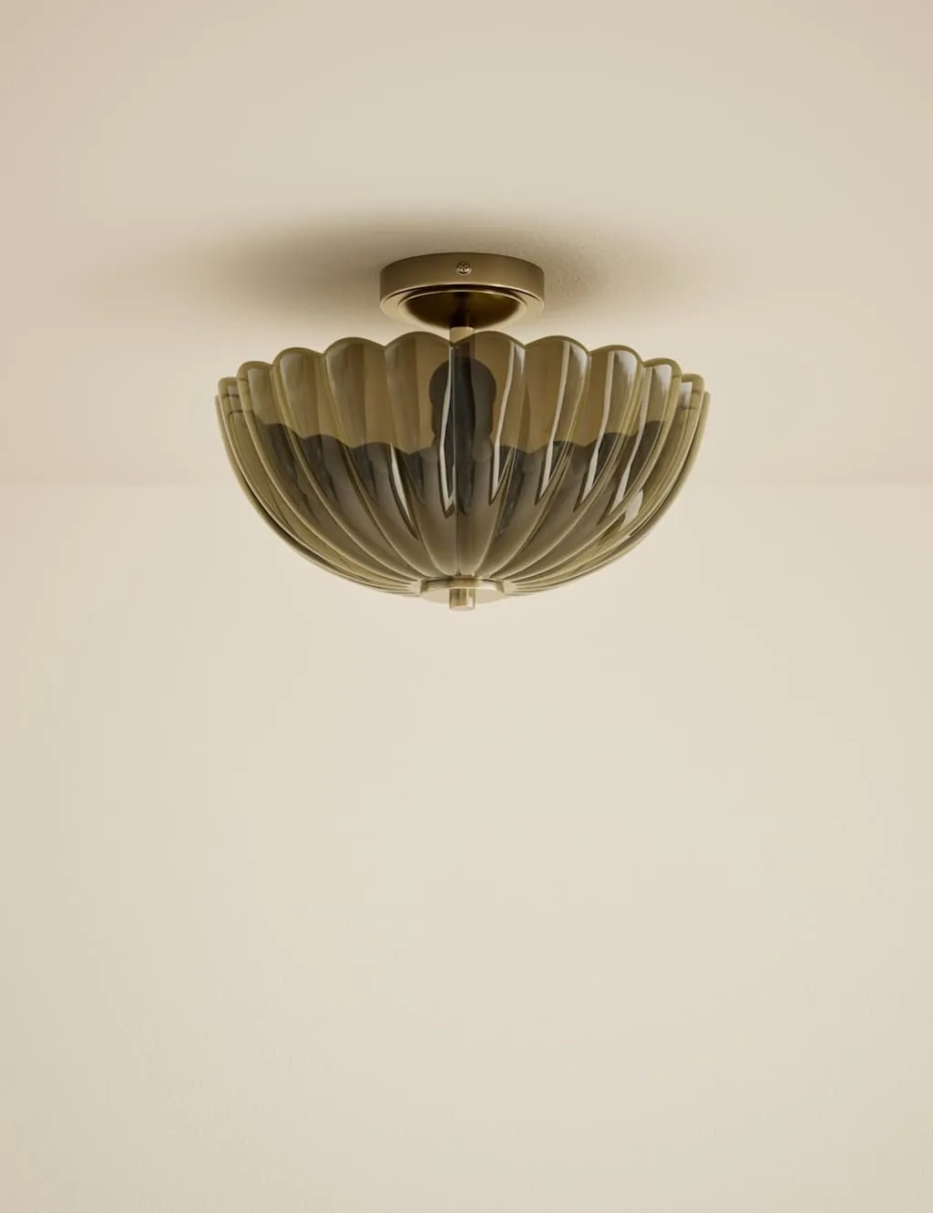 M&S Scallop Uplighter Flush Ceiling Light Green