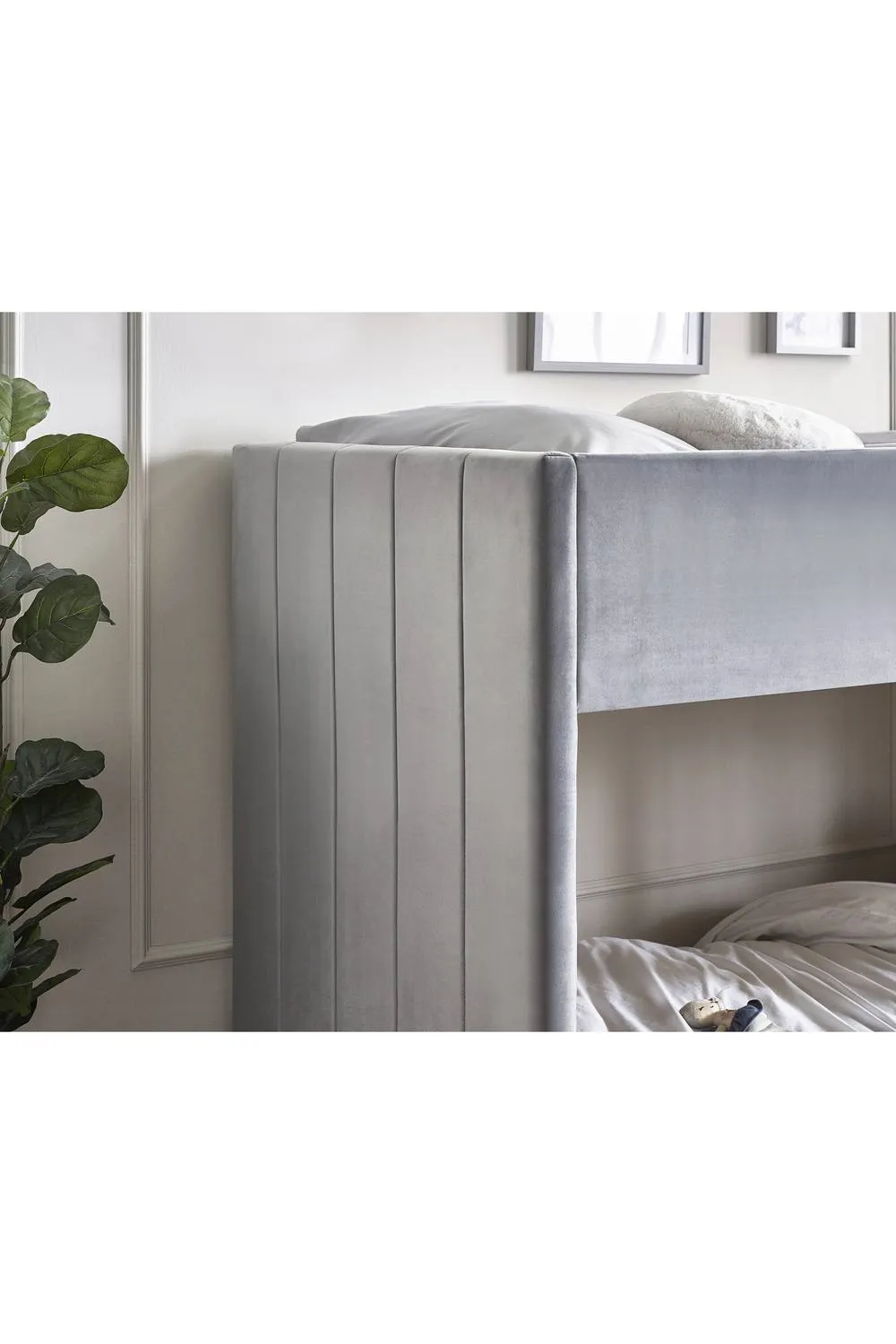 Julian Bowen Daytona Single Grey Velvet Bunk Bed 6