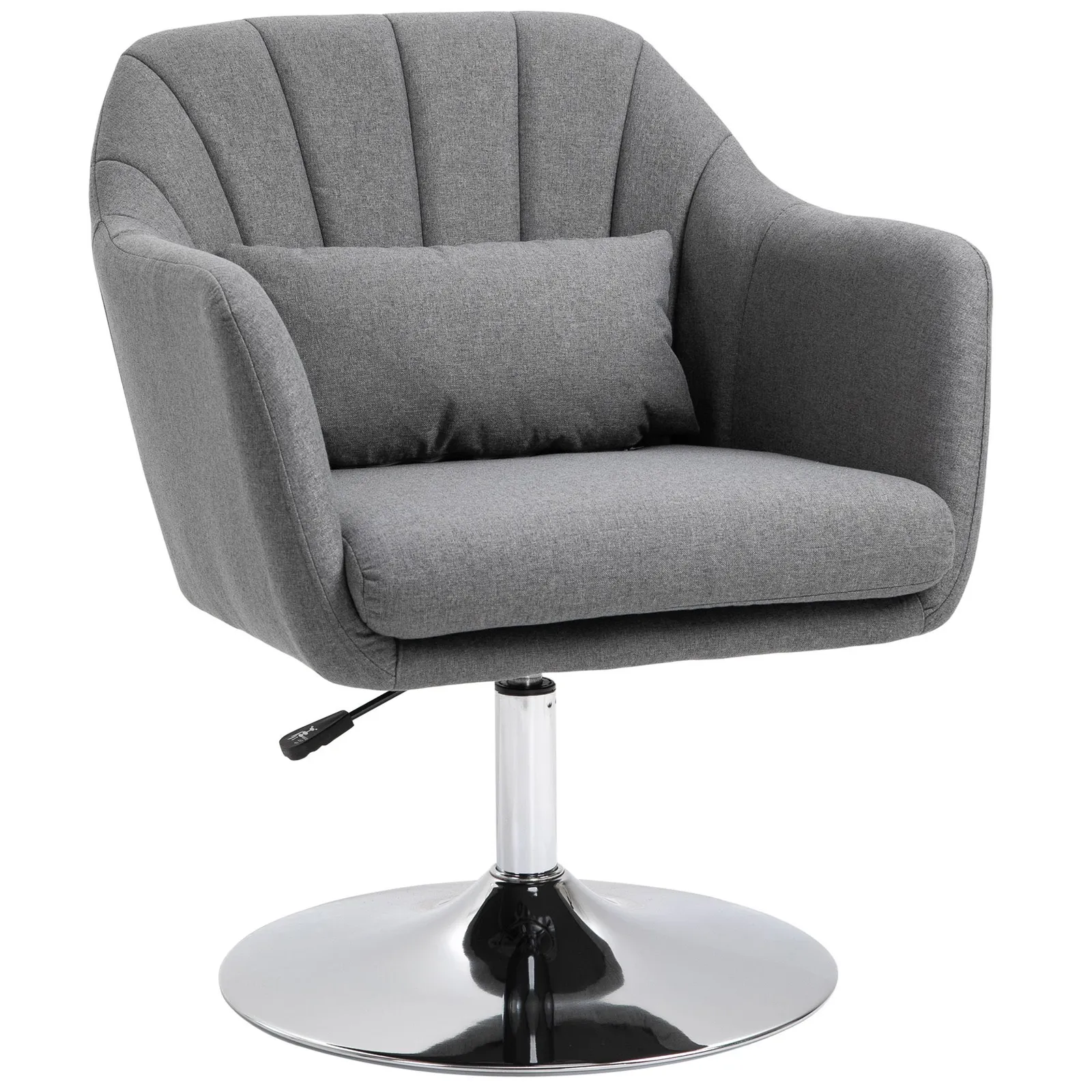 HOMCOM Stylish Retro Linen Swivel Tub Chair Steel Frame Cushion Seat in Dark Grey 2