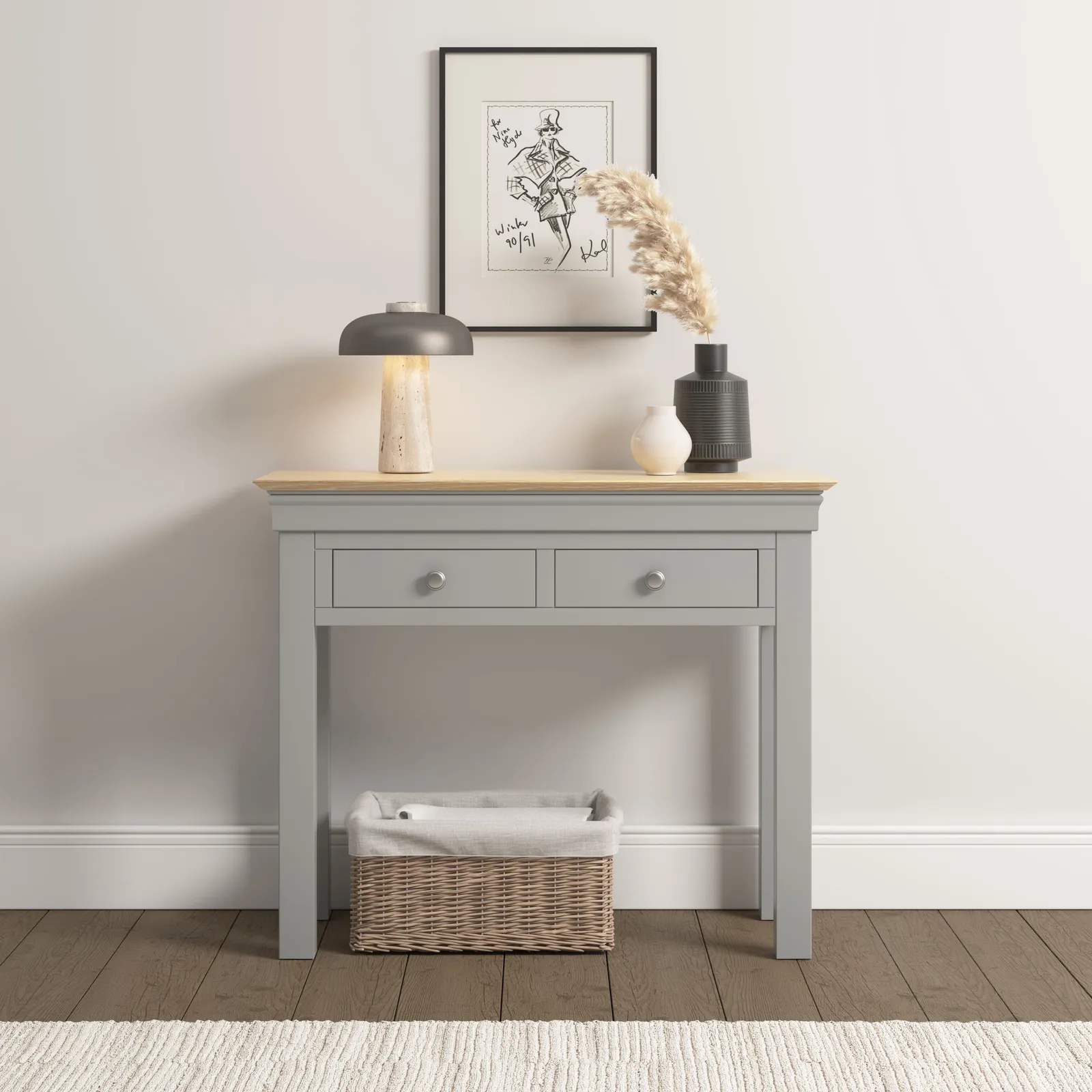 Seconique Bordeaux Console Table (Fully Assembled) in Light Grey 1