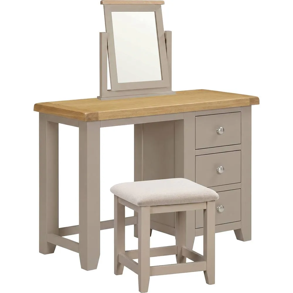 Seconique Windsor Dressing Table Set (Fully Assembled) - Putty/Oat Fabric in Light Oak 2