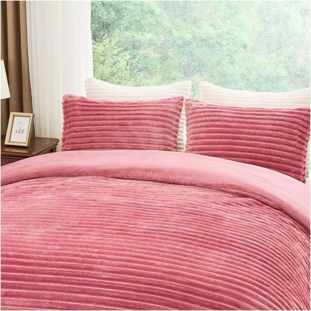 GAVENO CAVAILIA Osum Ribbed Duvet Cover Set in Pink 3