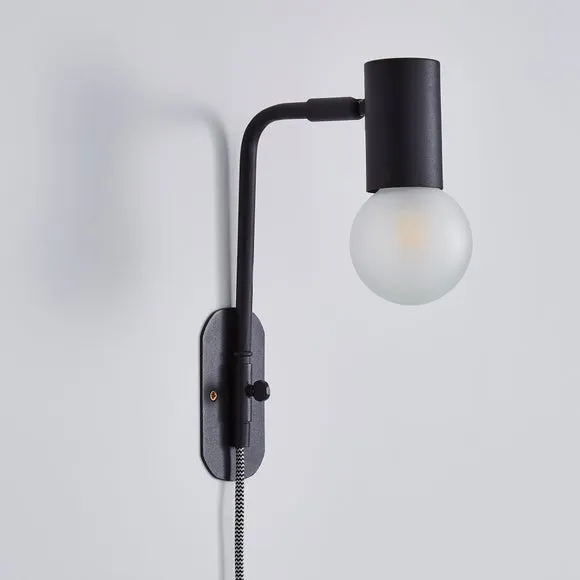 Bradford Matt Black Plug in Wall Light 4