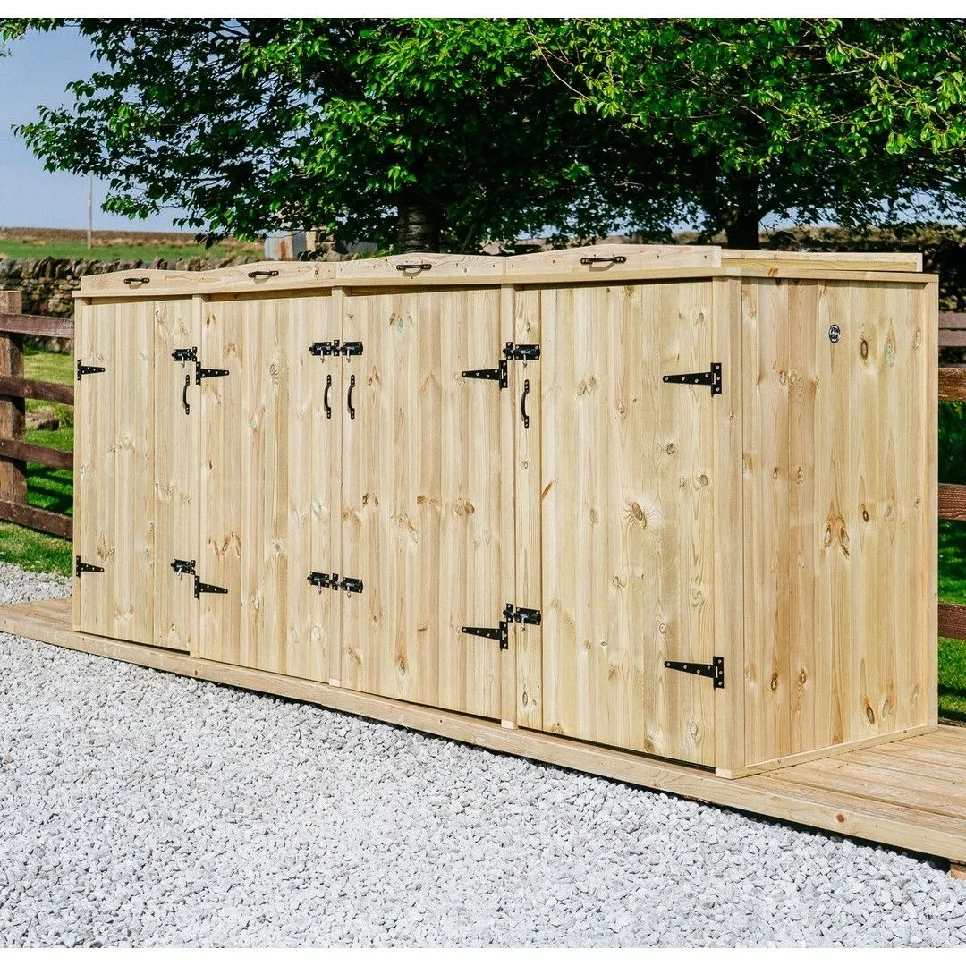 Buttercup Farm Chatburn Bin Store, Fits 1x 180L/240L Wheelie Bins & 6x Boxes in Brown 4