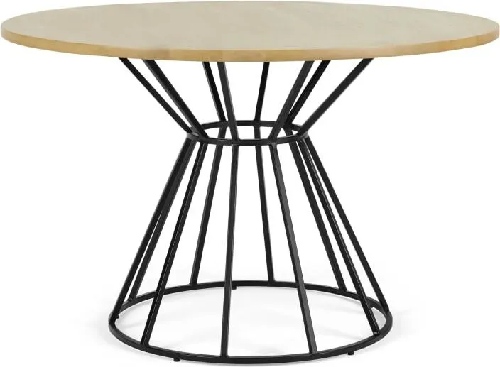 Khalida 4 Seat Round Dining Table, Mango Wood and Black