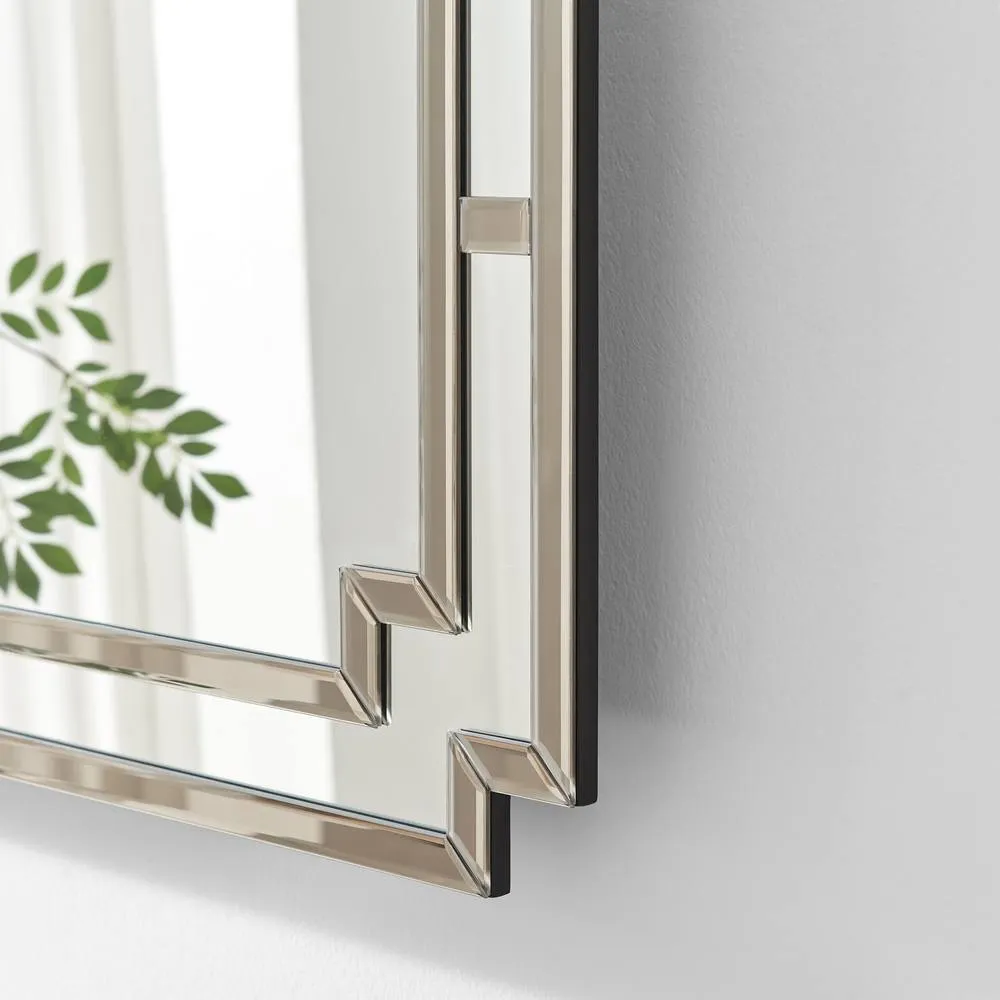 FurnitureboxUK Opaline Grey Deco Style Rectangle Wall Mirror 5