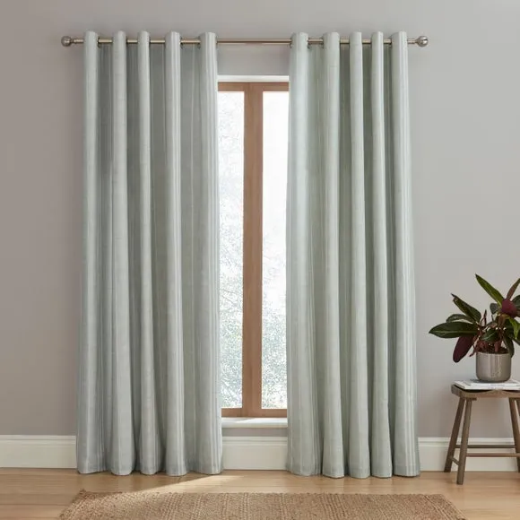 Harley Stripe Polycotton Blackout Eyelet Curtains 2