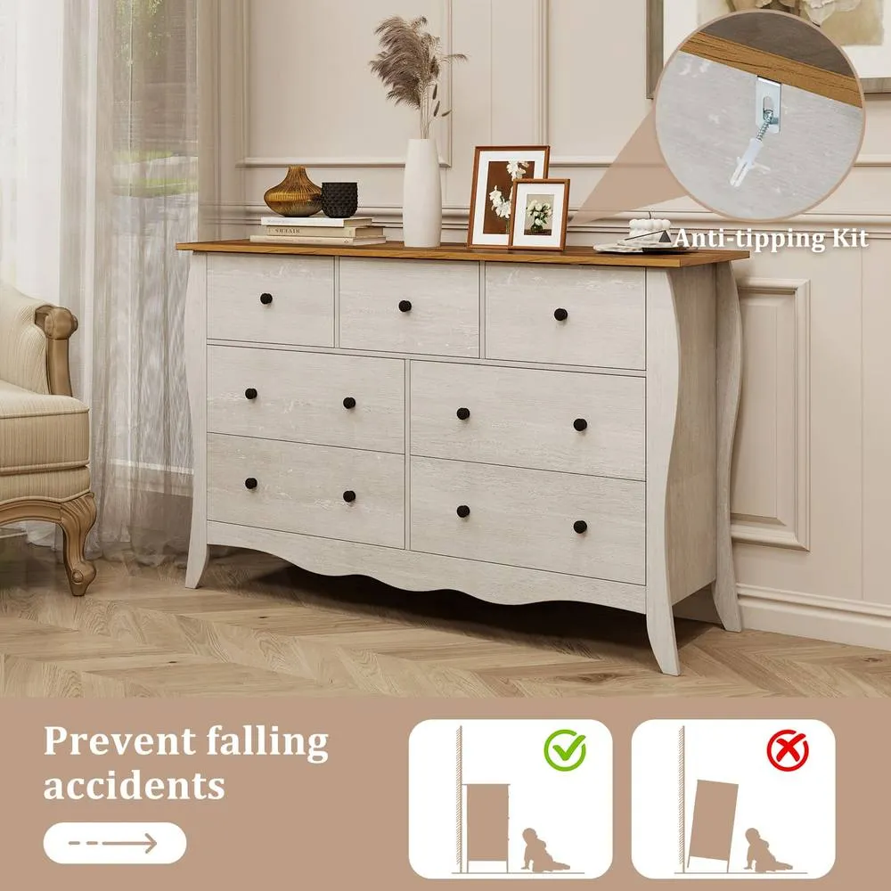 Costway Wooden Chest of Drawers Modern 7-Drawer Cabinet Closet Organizer in Grey 3
