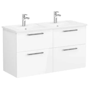 VitrA Avery Gloss White Wall Hung Vanity Unit & Double Basin - 1200 x 670mm