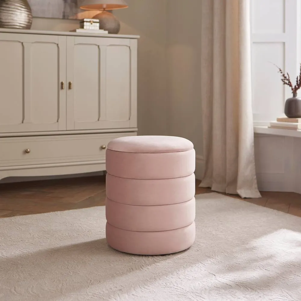 GFW Klara Velvet Storage Stool in Pink