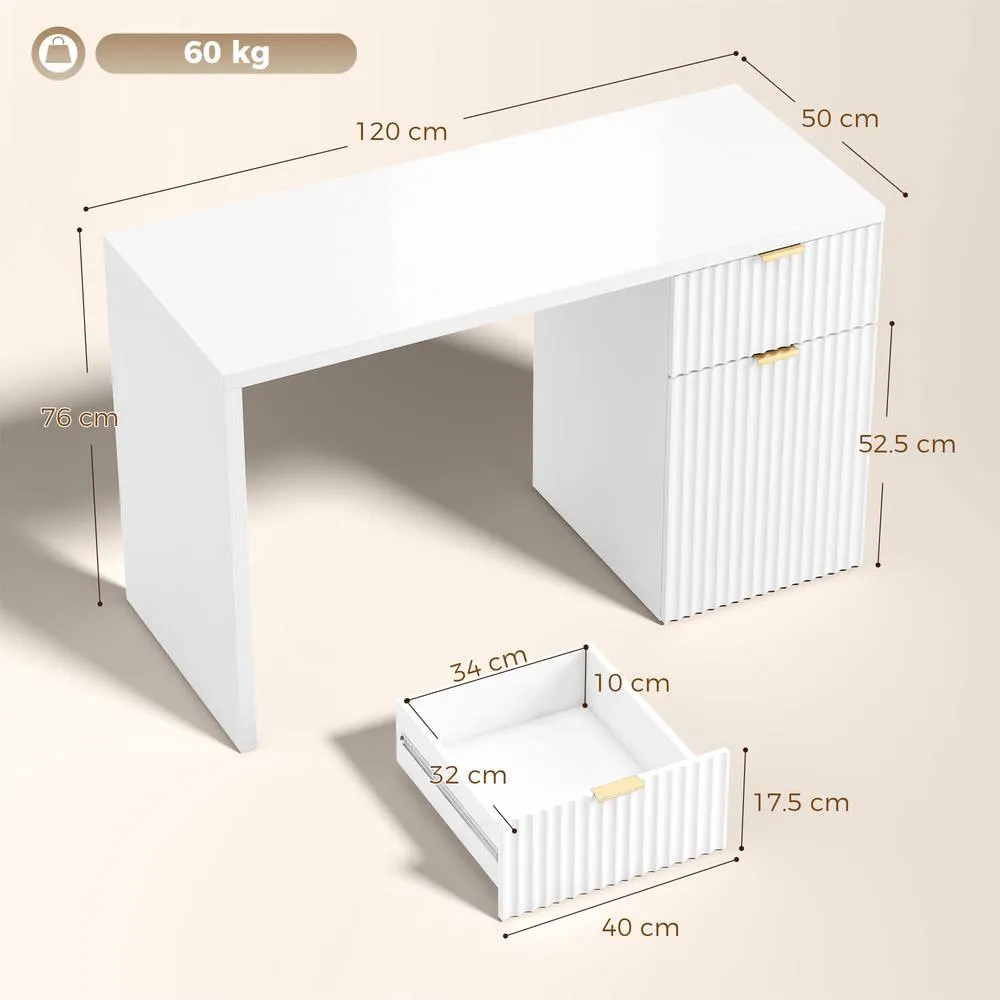 HOMCOM Computer Desk with Drawer, Reversible Office Des, White 3