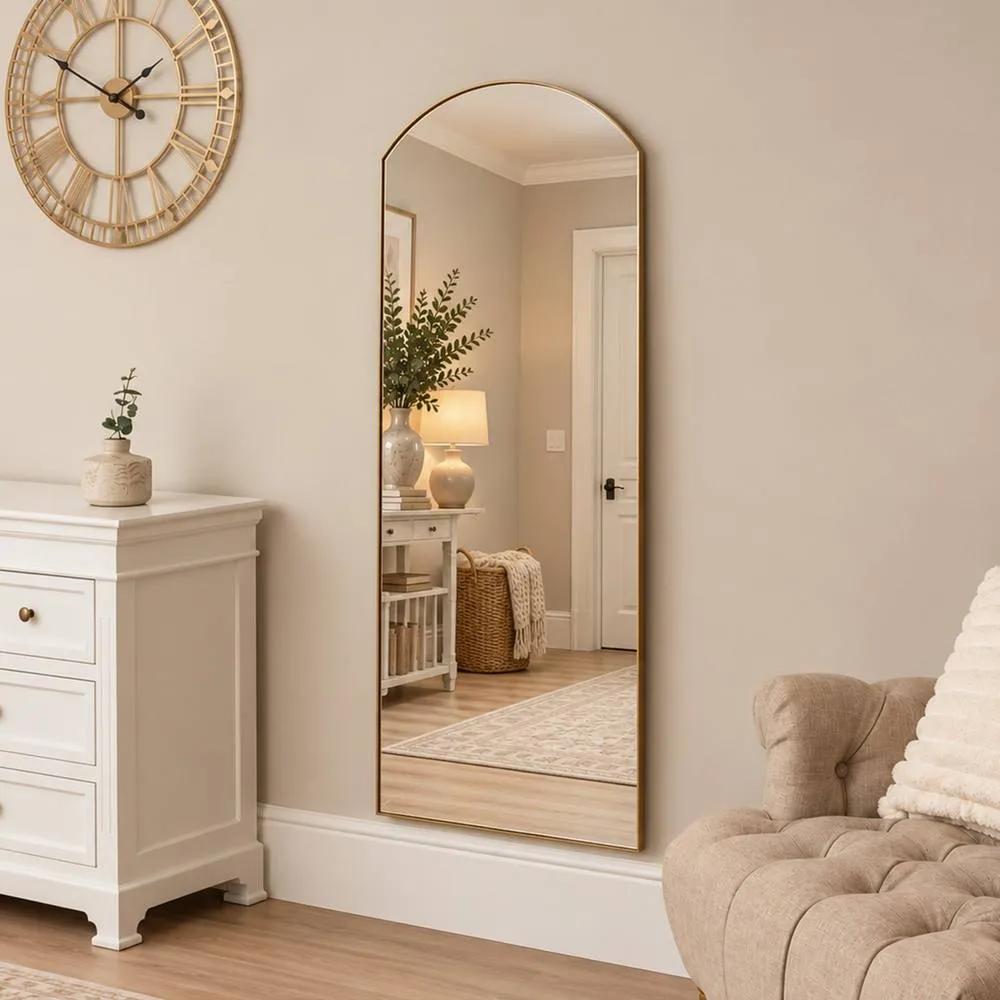 Melody Maison Large Arch Gold Framless Full Length Wall Mirror - 150cm x 60cm 6
