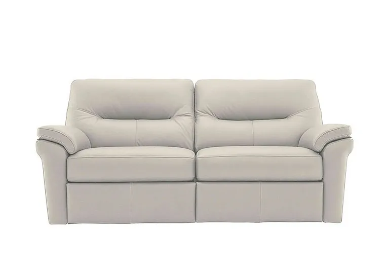 Seattle 3 Seater Leather Sofa - No Recliner - Oxford Light Grey