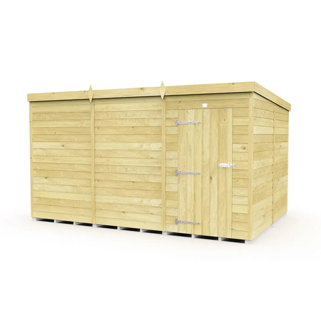 Buttercup Farm 12 x 8 Feet Pent Shed - Single Door W/O Window - L231 x W358 x H201 cm in Brown