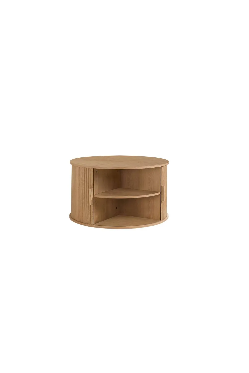 Birlea Axel Round Fluted Coffee Table with Storage Oak in Light Oak 6