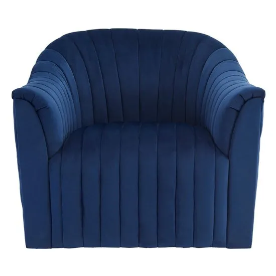 Larawag Velvet Armchair In Deep Blue
