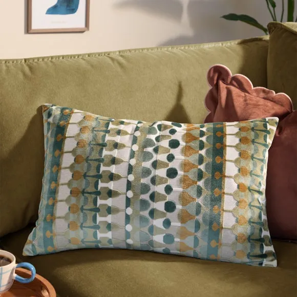 Furn. Metro Abstract Velvet Rectangle Cushion 1