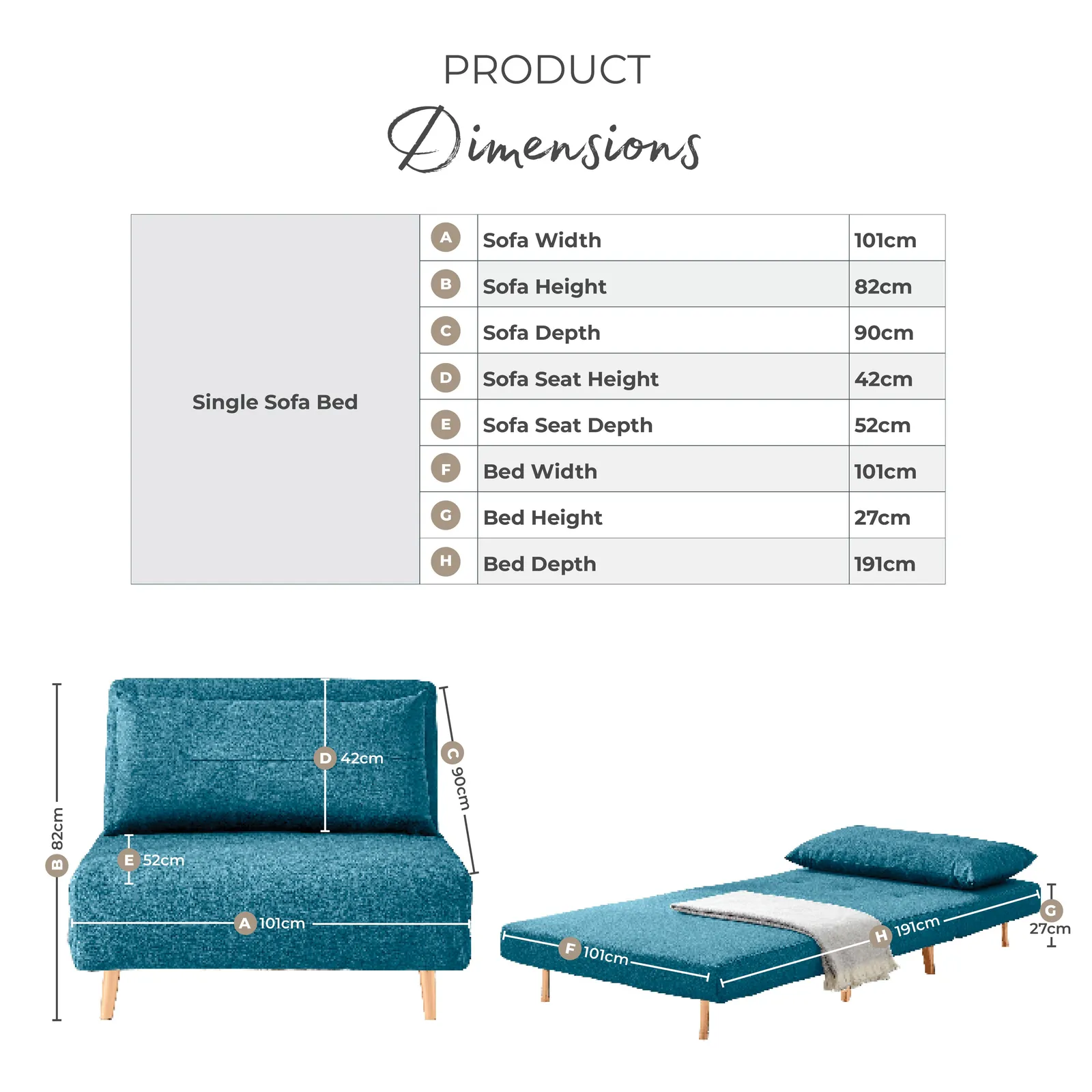 FurnitureboxUK Bobby Compact Futon Inspired Sofa Bed Upholstered In Soft Fabric in Blue 6