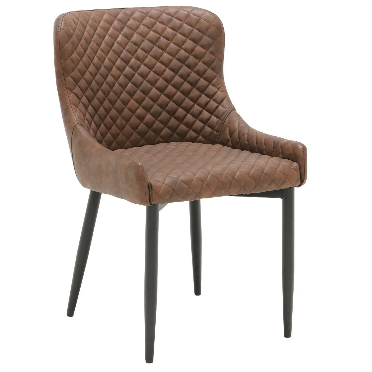 Upholstered Dining Armchair - Brown - Leather - Quilted - W51 x D60 x H82cm - Barker & Stonehouse