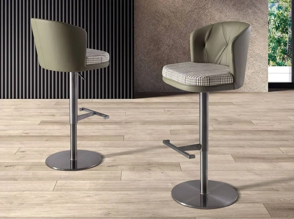 Angel Cerda Fabric Swivel Bar Stool with Leatherette Backrest in Olive 5