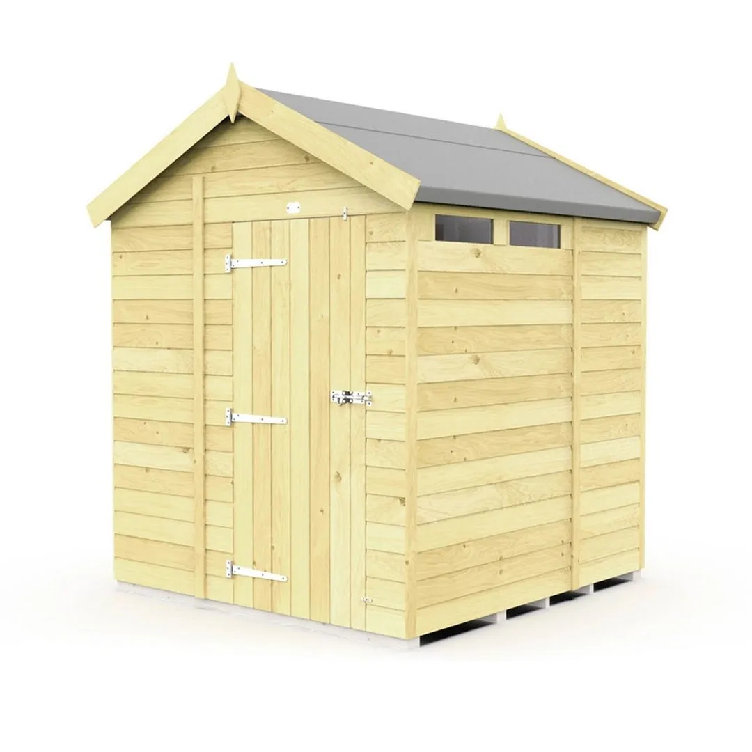 Buttercup Farm 6 x 6 Feet Apex Security Shed - Single Door - L187 x W175 x H217 cm in Brown
