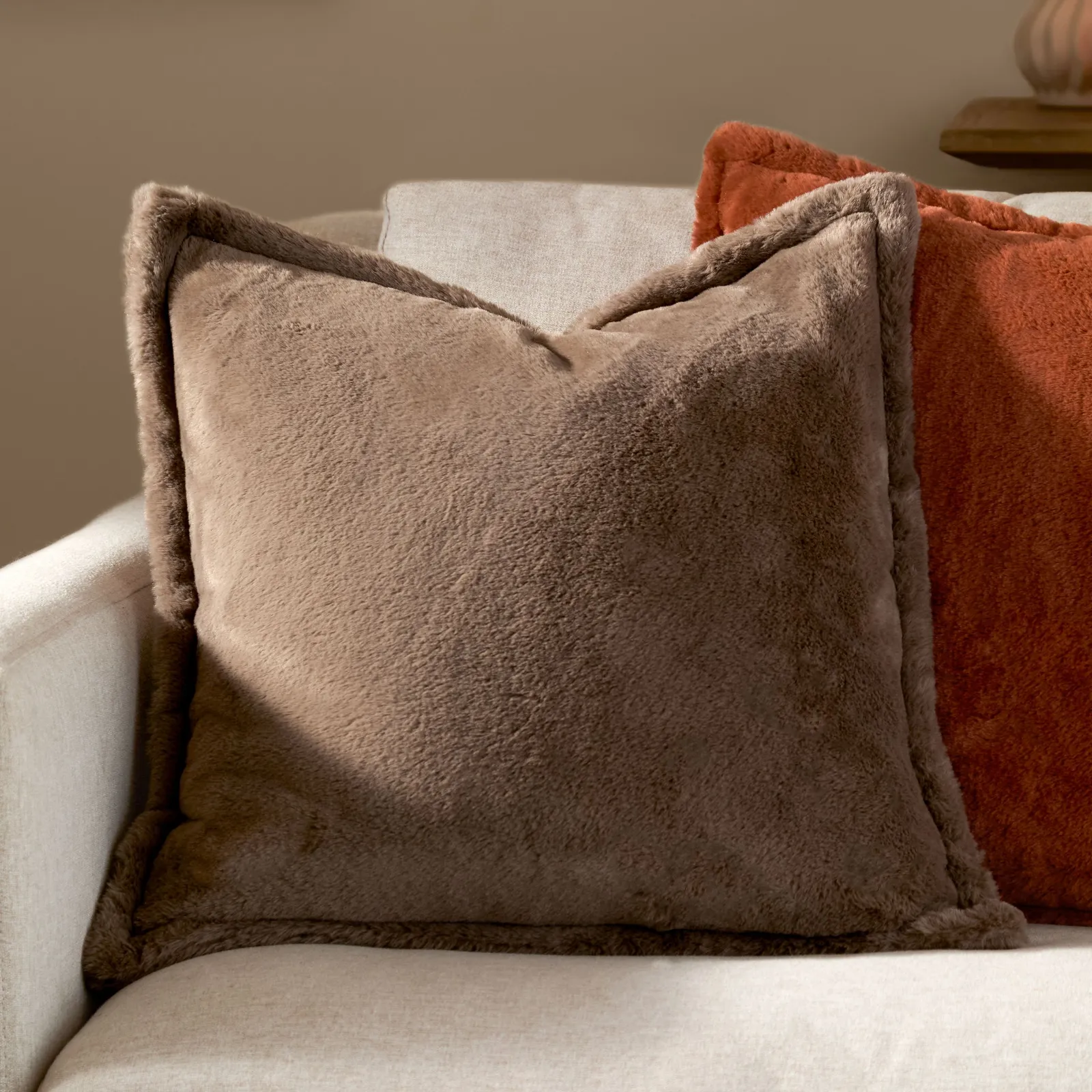 Furn Kallu Reversible Faux Fur Cushion in Brown