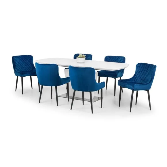 Como 6-8 Seater Rectangular Extendable Dining Table with 6 Luxe Chairs 2