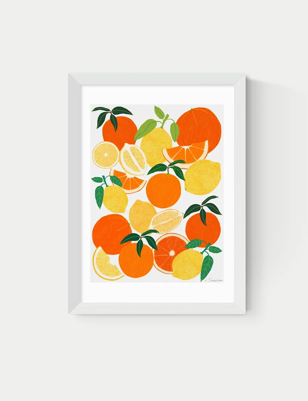 East End Prints Orange and Lemon Harvest Framed Art White