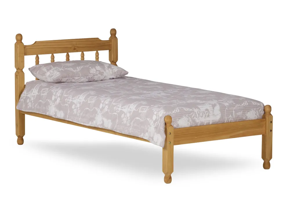 Colonial - Small Double - Waxed Pine - Wooden - Low Foot-End Bed - 4ft - Happy Beds