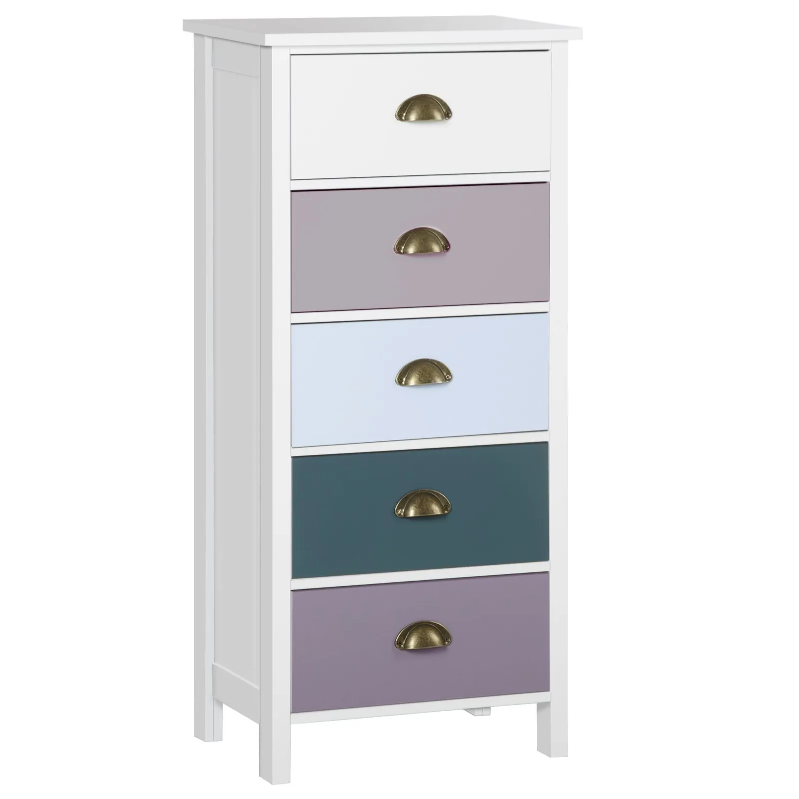 HOMCOM Storage Cabinet Chest of Drawers 5 Drawer Dresser for Bedroom in White 2