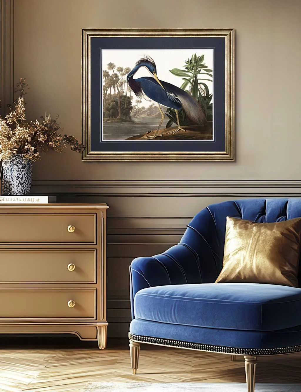 Gallery Direct Louisiana Heron Rectangle Framed Art Multi