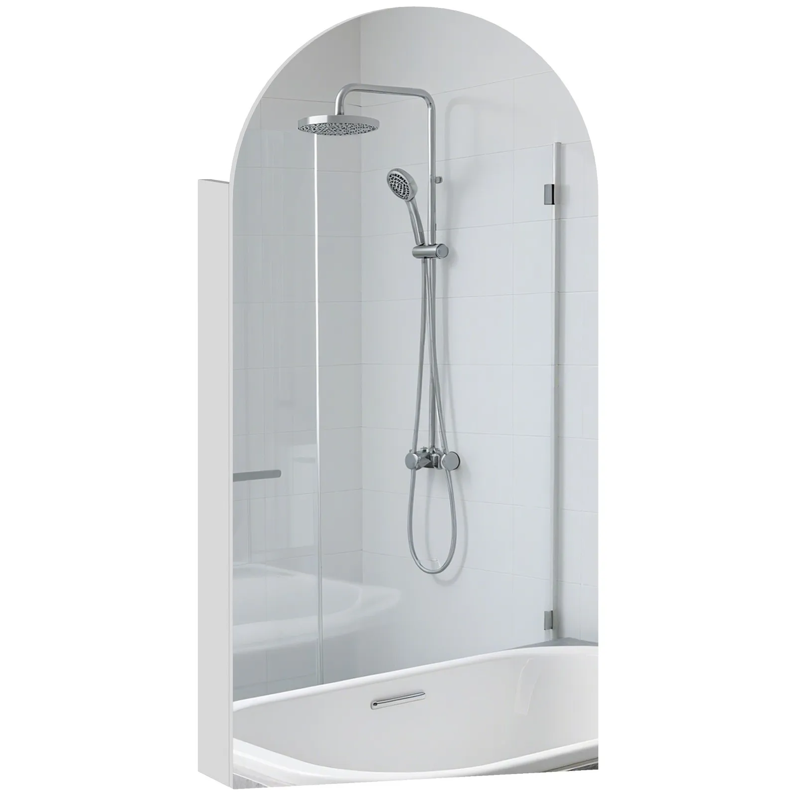 HOMCOM Bathroom Mirror Cabinet with Adjustable Glass Shelves in White 2
