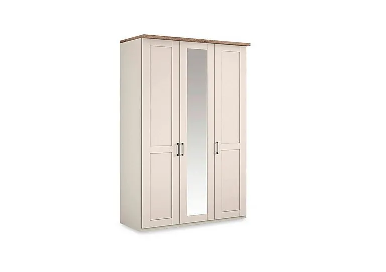 Adeline 3 Door Hinged Wardrobe with Centre Mirror - Champagne