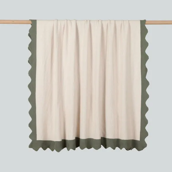 Scallop Border Knit Throw Blanket, 130cm x 180cm 3