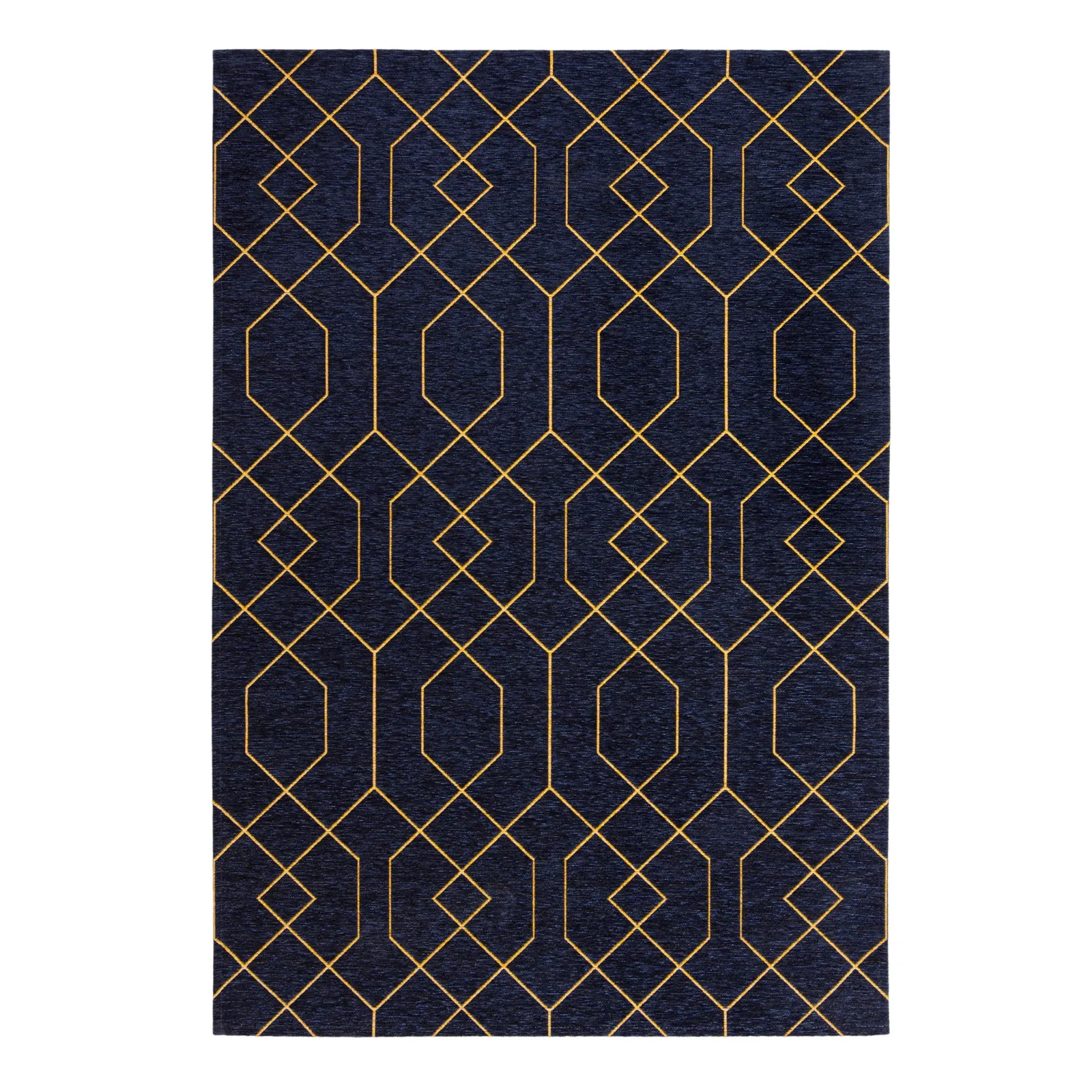 Tokyo Geometric Rug Navy and Yellow