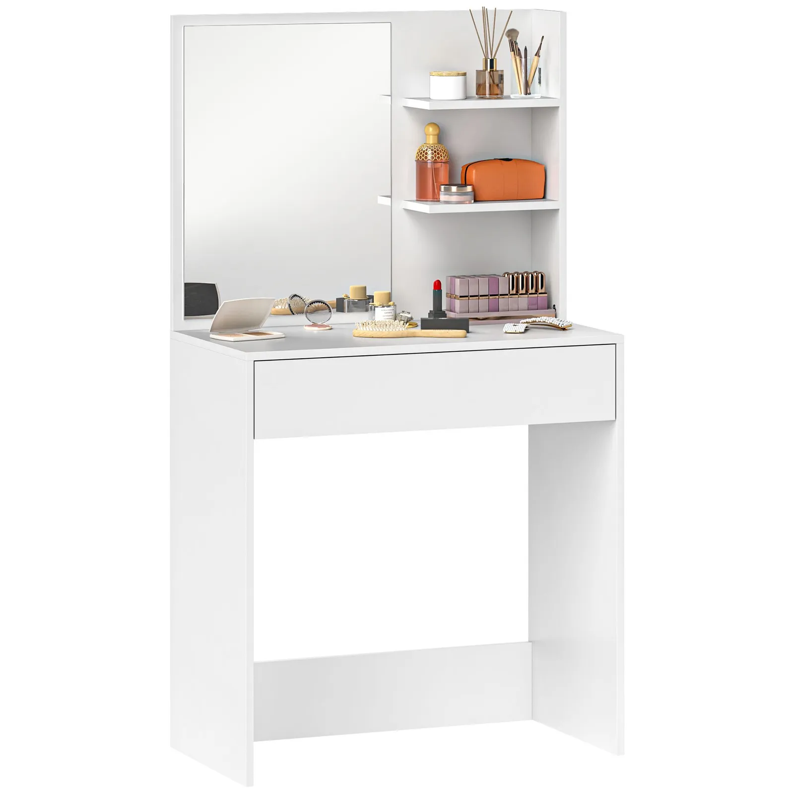 HOMCOM Dressing Table with Mirror & Storage, Modern Vanity Desk, White 2
