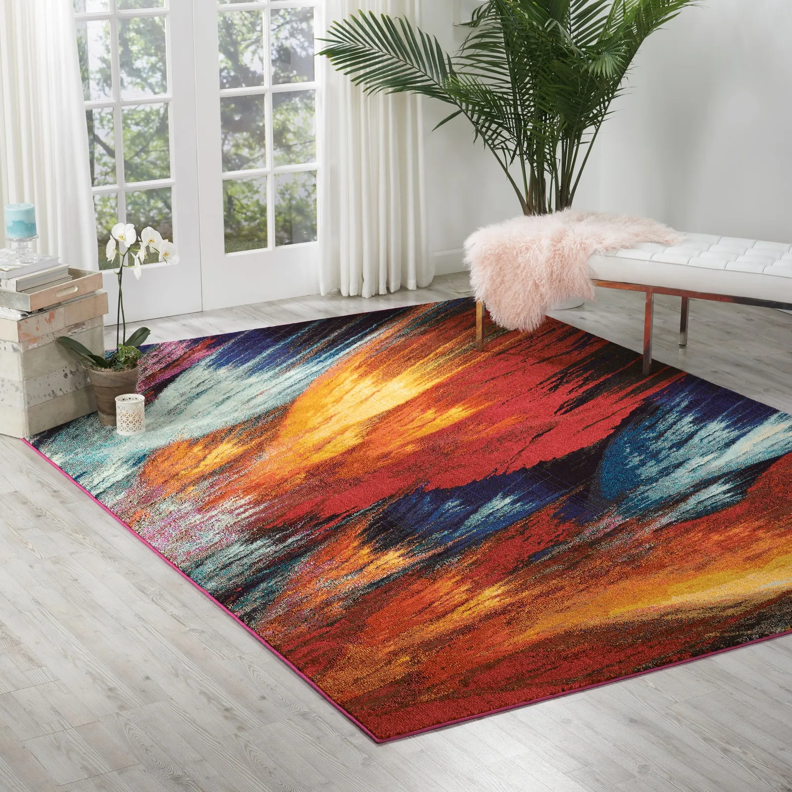 Multi Coloured Celestial Burst Rug Multi-Coloured