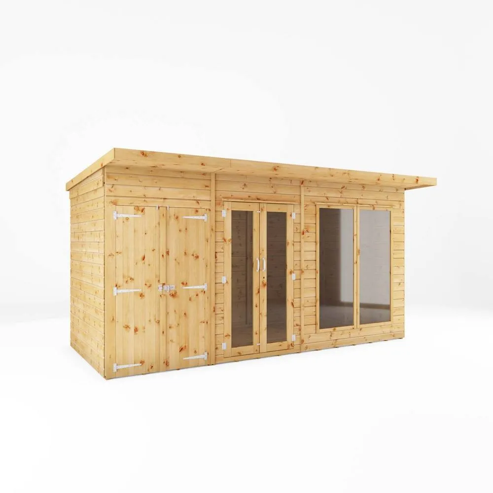 Mercia Maine Pent Summerhouse with Side Shed - L233.1 x W417.4 x H217 cm in Brown
