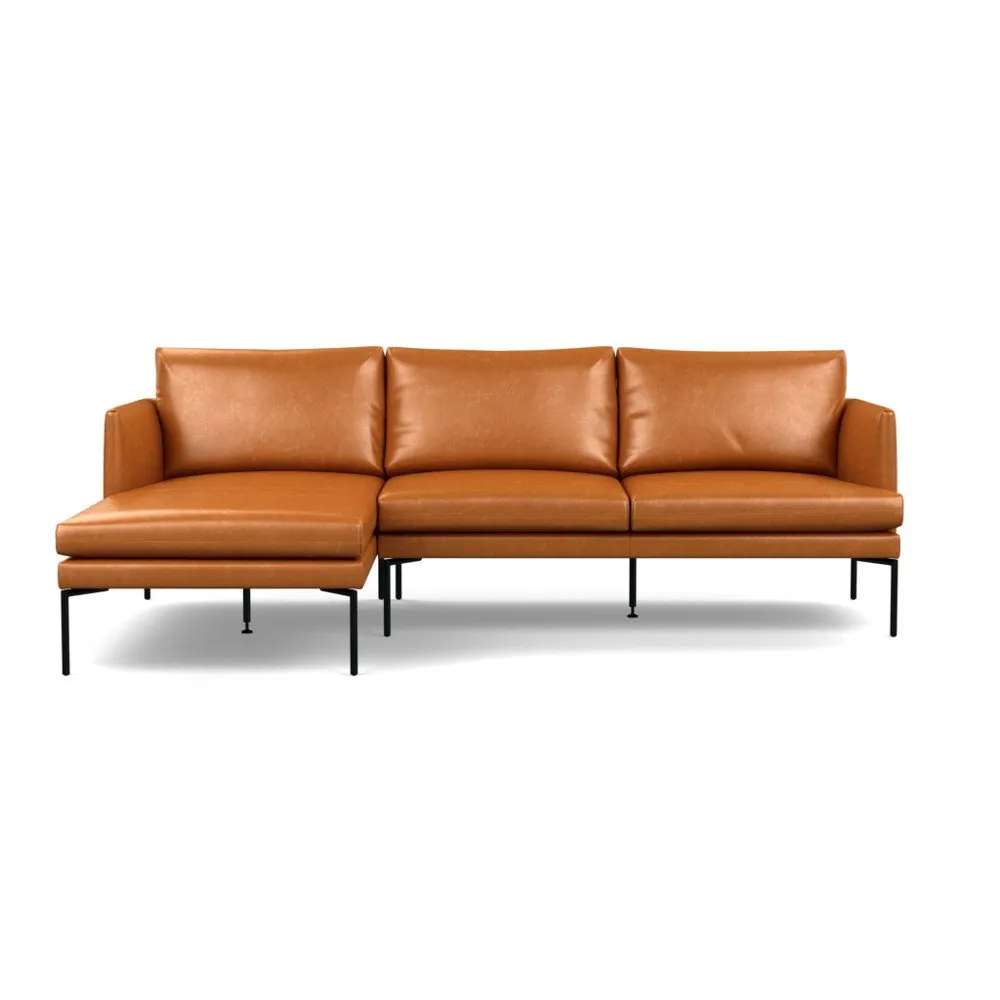 Heal's Matera Left Hand Facing Chaise Sofa Leather Stonewash Toffee 277 Black Feet 1