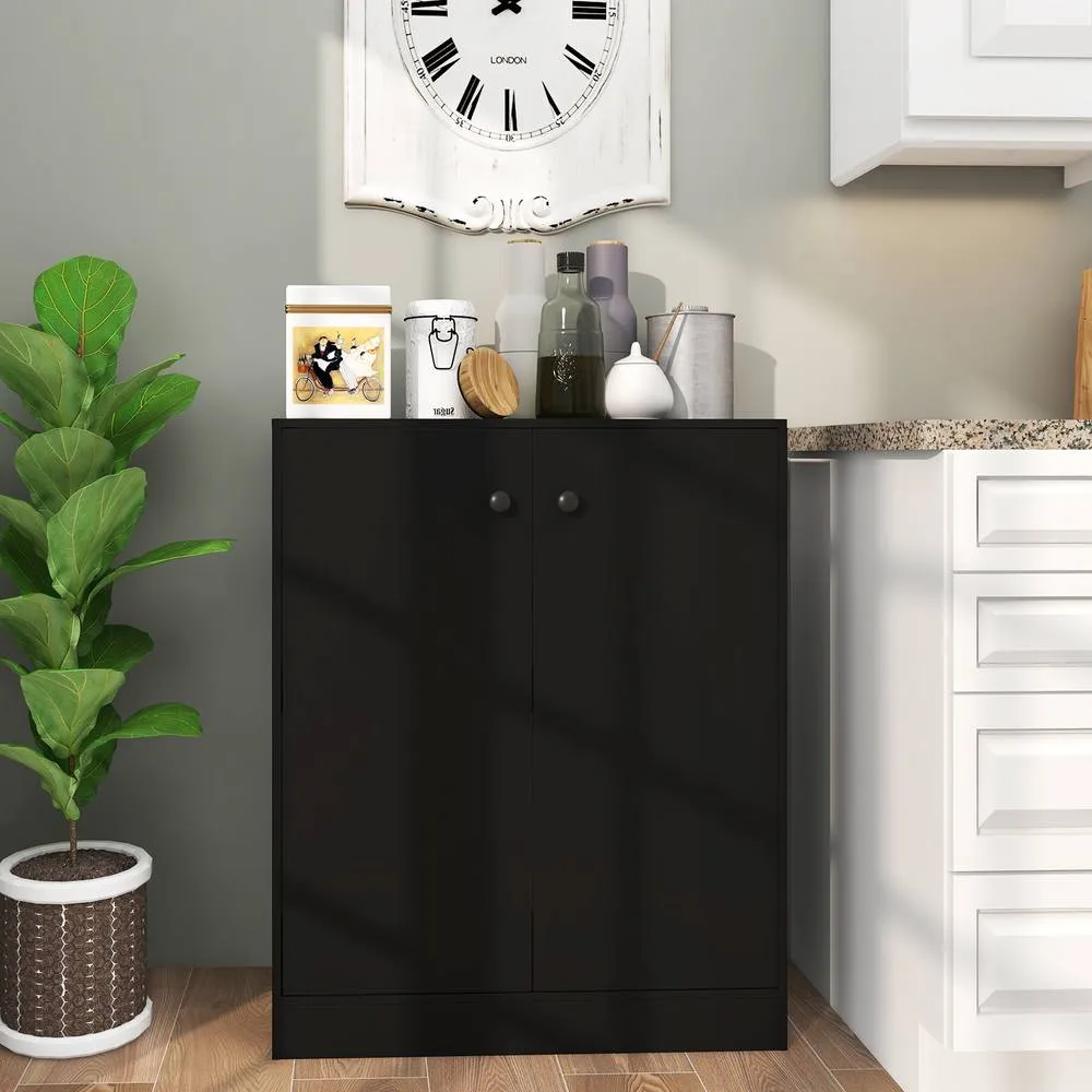 Costway 2-Door Storage Cabinet Buffet Cabinet w/ 3 Shelves Sideboard Kitchen Hallway in Black 5