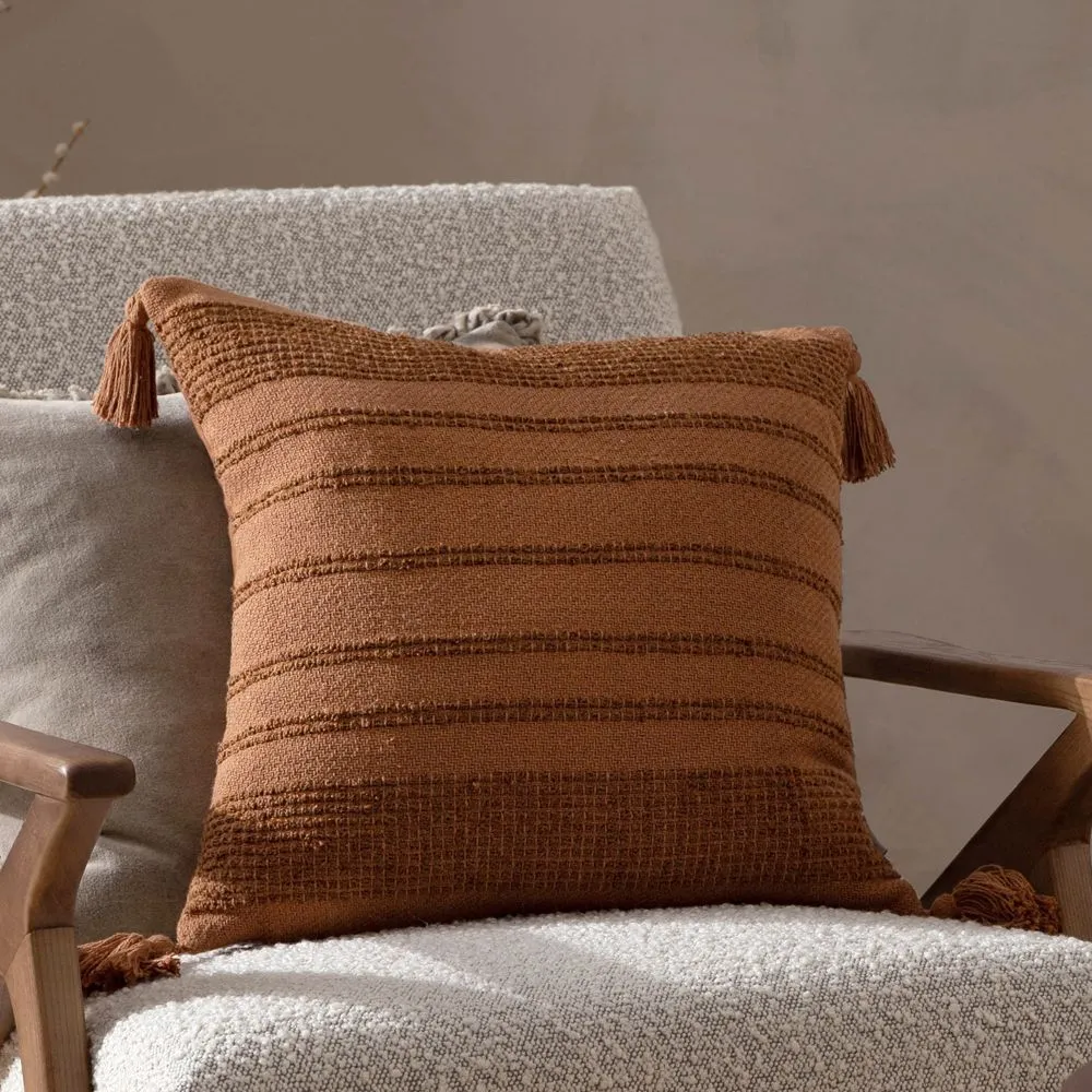 Yard Larch Woven Tasselled Cushion in Orange
