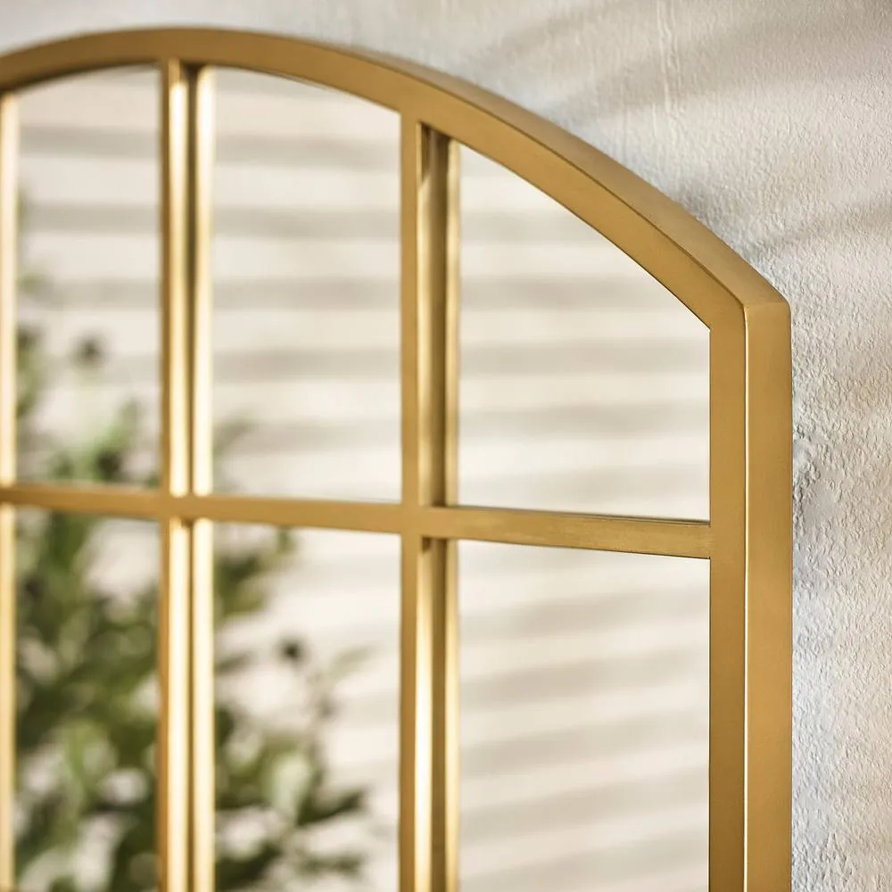 FurnitureboxUK Hinton Medium Arched Window 70x70cm Garden Mirror in Gold 3